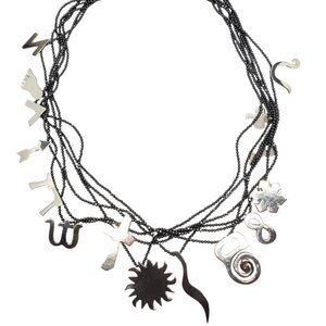 Richard Lindsay Sterling Silver Beaded Multi Charm Pendant Necklace #22736